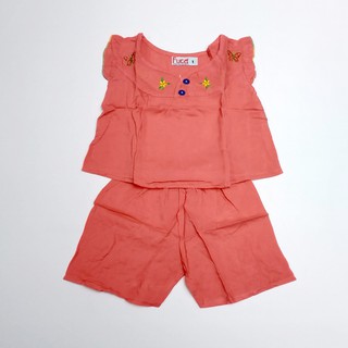Bộ tole lanh cho bé gái ( 8 size từ 4kg - 20kg), đồ bộ quần đùi áo cánh tiên màu sắc tươi sáng thêu hoa chất vải tole la