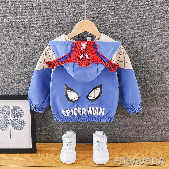 ۞△♛💖HÀNG HOT💖 Áo khoác gió 2 lớp cho bé tạo kiểu dáng NGƯỜI NHỆN Spiderman ngộ nghĩnh - full size cho bé