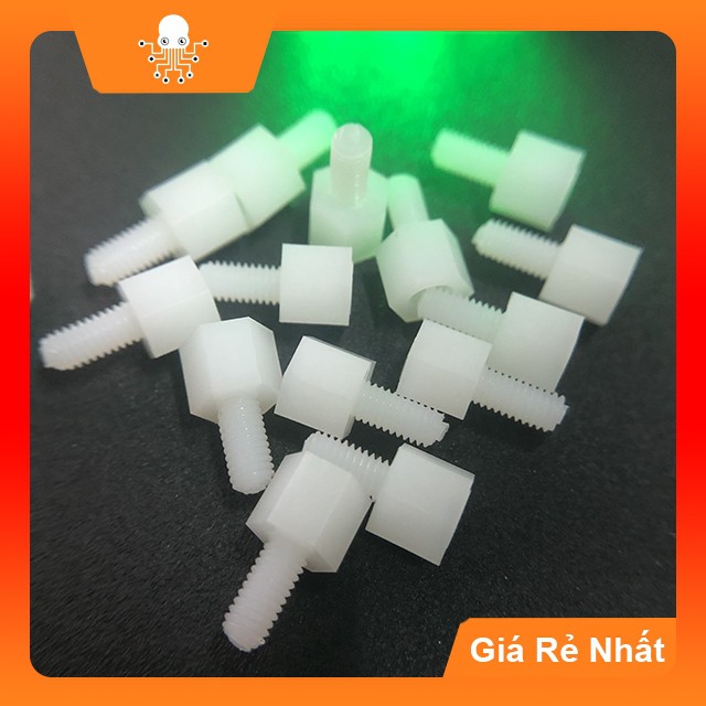 Ốc nhựa lục giác bắt main M3 M3x5+6 M3x10+6 dài 5mm 10mm - trụ nhựa lục giác bắt main M3 đầu đực-cái