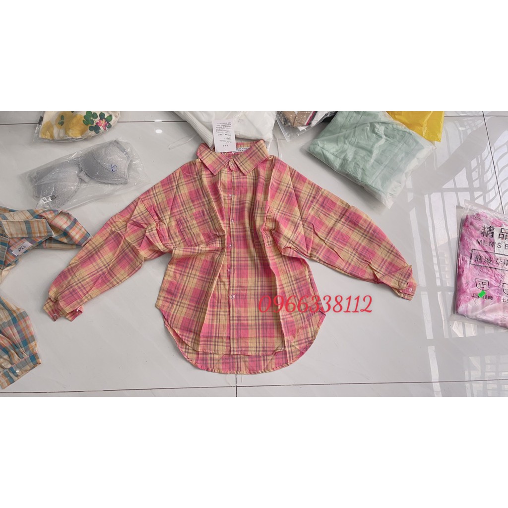 Áo Sơ Mi Nữ Kẻ Ô Form Dài- Kèm Hình Thật &amp; Video