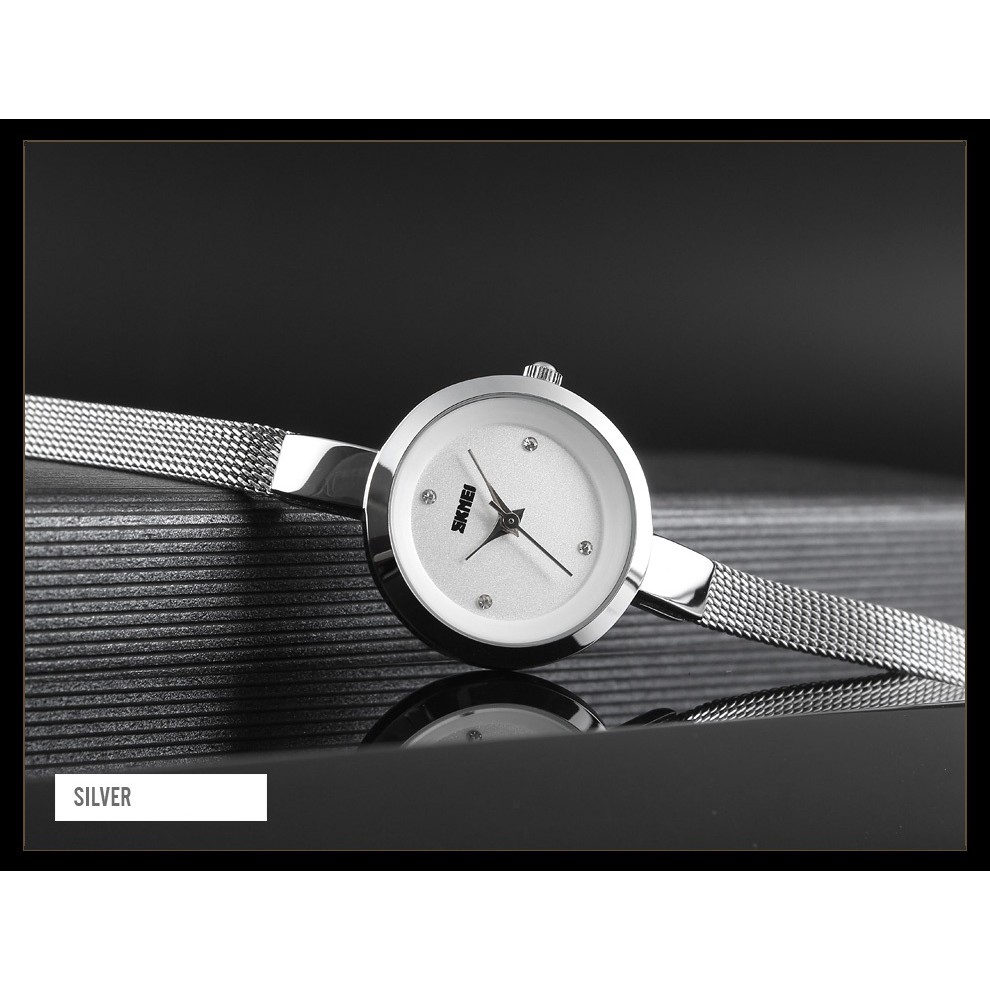 Đồng hồ nữ dây thép không gỉ Skmei OT1390G mặt nhỏ xinh (TẶNG BOX, PIN, VÀ VÒNG TAY)