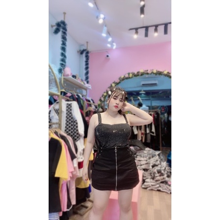 [Ảnh thật] 60-90kg Bigsize VÁY JEAN RÚT DÂY THỜI TRANG CV35