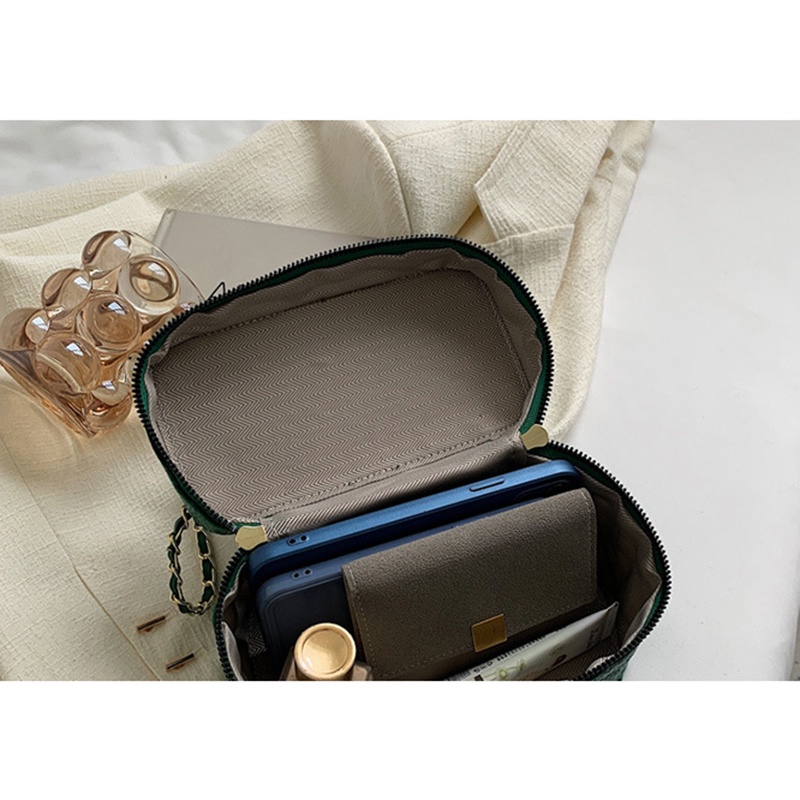 Túi Đeo Vai Hình Vuông Cỡ Nhỏ Họa Tiết Hình Thoi Phối Dây Xích Thời Trang Cho Nữ