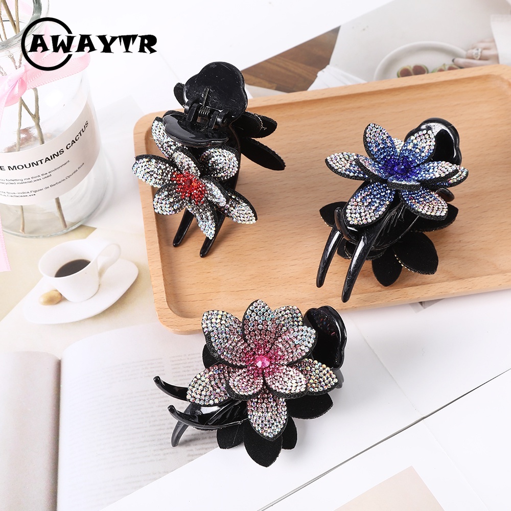 Kẹp tóc hình hoa đính đá phong cách mới cho nữ