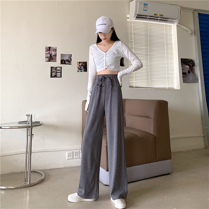 Quần dài ống rộng màu trơn phong cách thời trang cho phái nữ | BigBuy360 - bigbuy360.vn