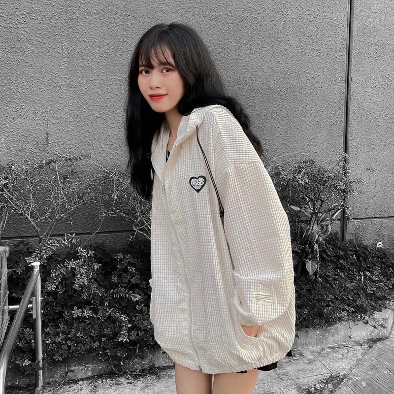 Áo Khoác Jacket Form Rộng VIGO Vải Nhung Nổi/ Nam nữ unisex