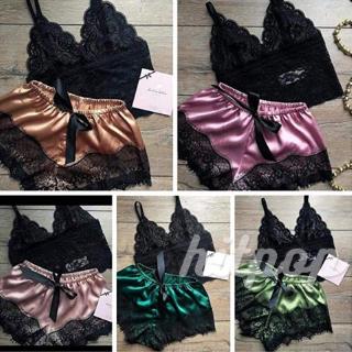 Bộ đồ ngủ lụa satin viền ren gợi cảm dành cho nữ