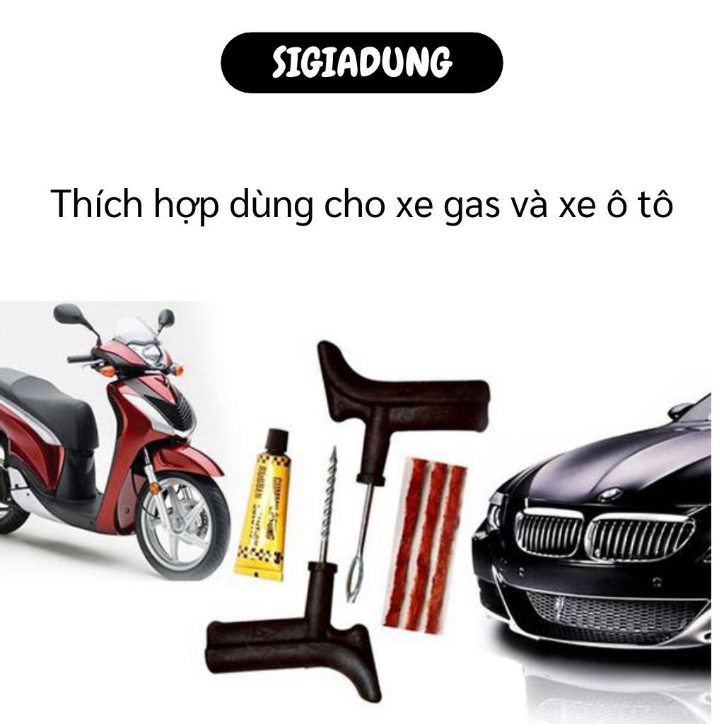 [SGD] Bộ vá xe không ruột - Gồm 1 cây gắp đinh, 1 cây chịu lực để đưa cao su vào, 1 chai keo và 3 cây cao su 3085