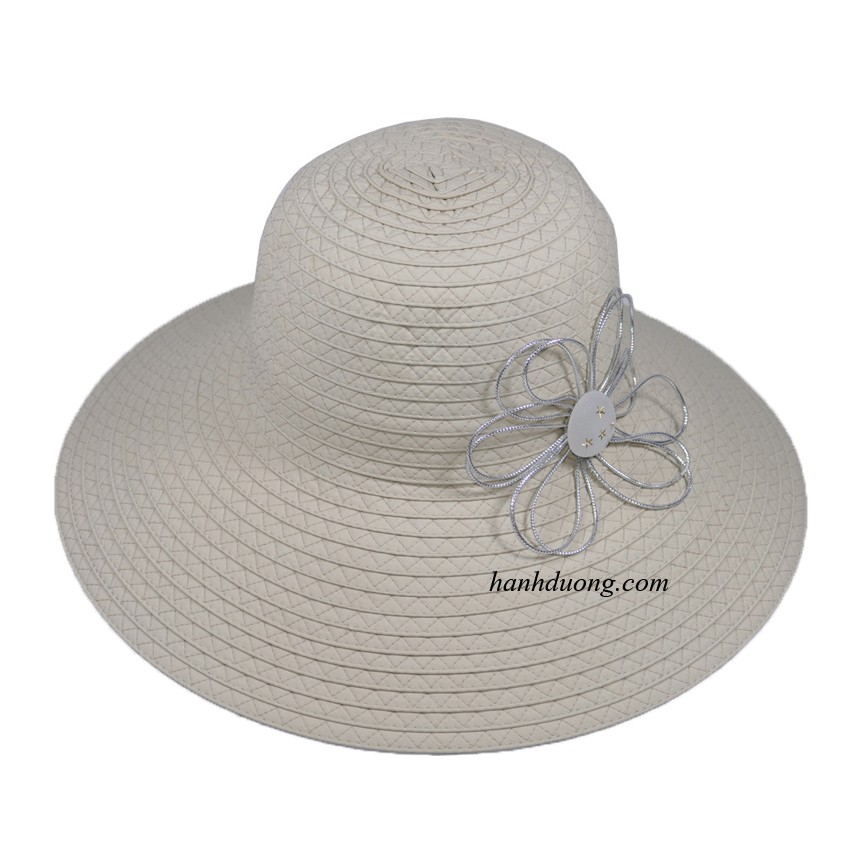 [ NHIỀU MÀU ] Mũ vành rộng 11cm mũ tai bèo nữ nón rộng vành nữ đi biển có gắn hoa với chất liệu vải cotton cao cấp