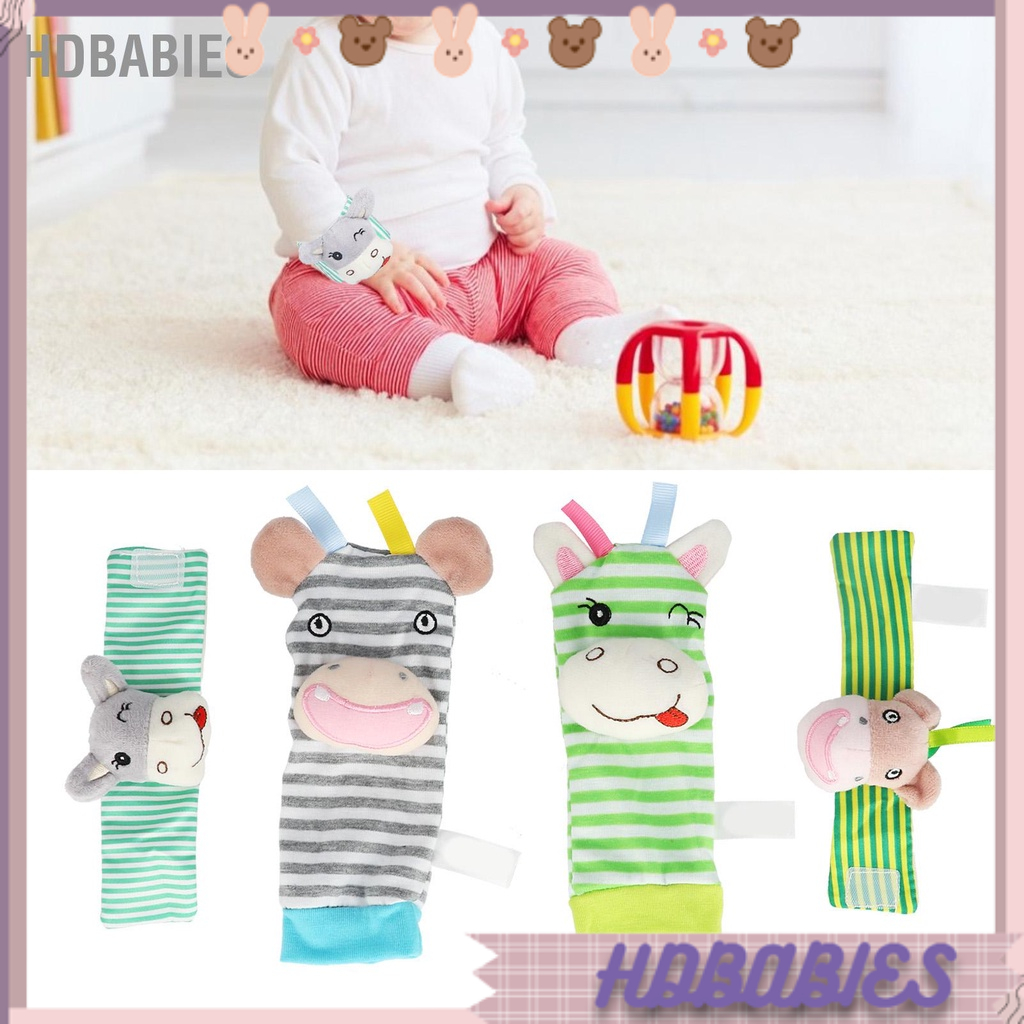 HDbabies 4 Cổ Tay Bé Lục Lạc Đồ Chơi Bông Mềm Cho Trẻ Sơ Sinh Tìm Chân Tất Trai Gái