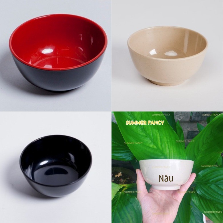 Chén 11.2 x 5.4 cm nhựa melamine phíp đỏ đen CAO CẤP bát canh ăn cơm  - Small Bowl F-CO02