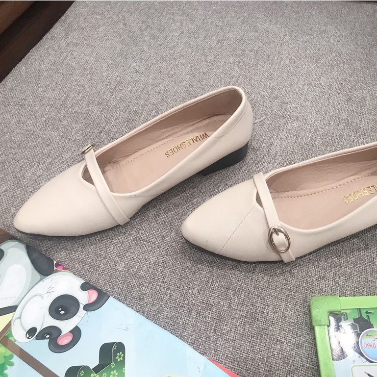 Giày Đế Bằng 3P  mã BBB6 hàng đẹp dễ phối đồ 2 màu Kem và Đen