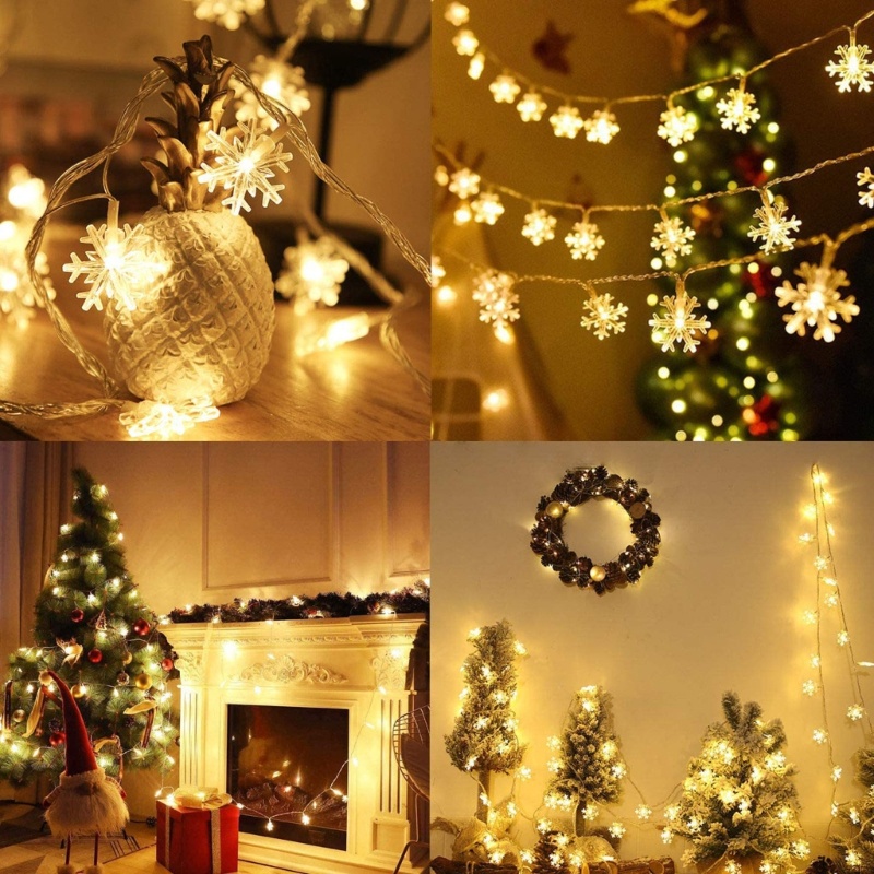 Dây Đèn LED Hình Bông Tuyết Trang Trí Giáng Sinh Năm Mới