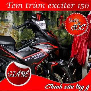 Tem Trùm Exciter 150 Đen Chỉ Đỏ Nhám Đồng Hồ