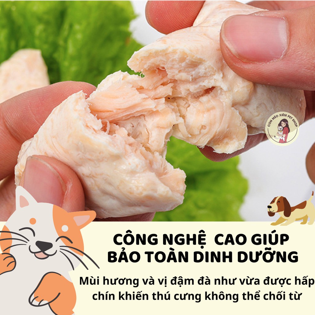 Ức gà cho chó mèo hấp ăn liền gói 40g, thức ăn snack tăng cân mập cún mèo lớn con nhỏ Con Mèo Xiêm