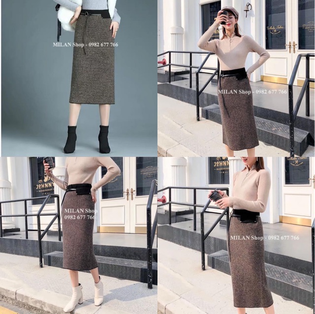 Chân váy len dài kèm đai sang chảnh 2 kiểu hot | BigBuy360 - bigbuy360.vn