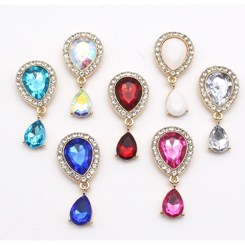 Nút Đính Hạt Nhựa Giả Đá Hình Giọt Nước Làm Phụ Kiện Thời Trang, Trang Sức 20x55mm