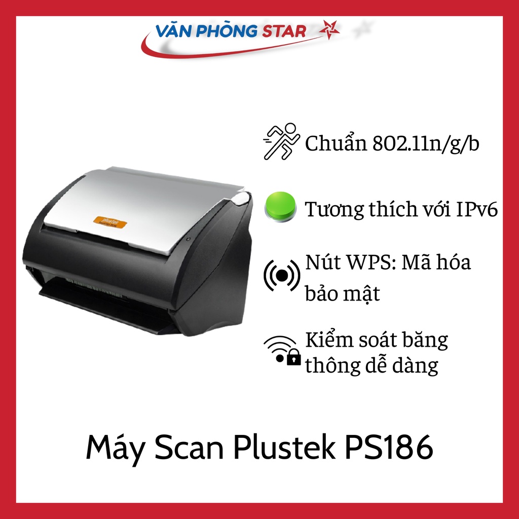 Máy Scan Plustek PS186 quét 2 mặt tự động