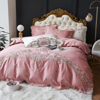 Bộ chăn ga cưới lụa thêu siêu cao cấp 80s