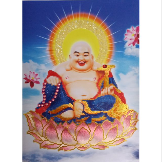 Tranh đính đá thành phẩm, ông phật di lạc