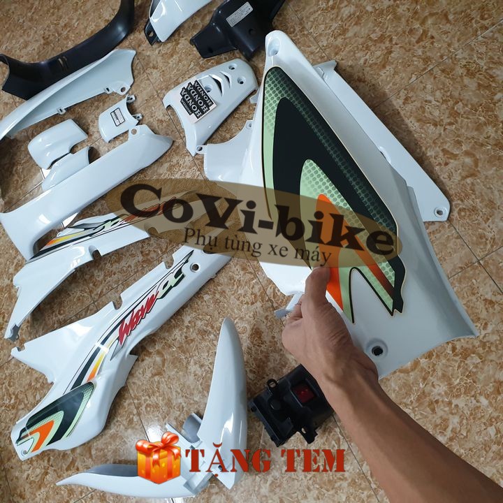 Bộ dàn áo xe Wave 110 -ZX- anpha cũ đời 1997 đến 2006 màu Trắng  Pha đèn trước xe Wave cũ - SPB-CBW-trắng