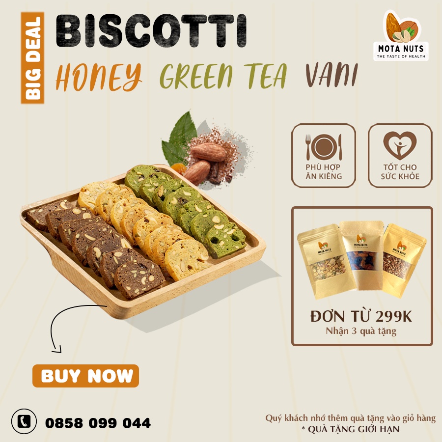 Biscotti ăn kiêng - Nguyên cám - Không đường