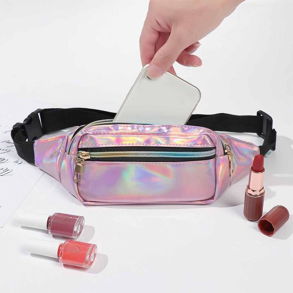 MYRONGVN Túi Da PU Đeo Thắt Lưng Đựng Điện Thoại / Thẻ Tập Gym Màu Holographic