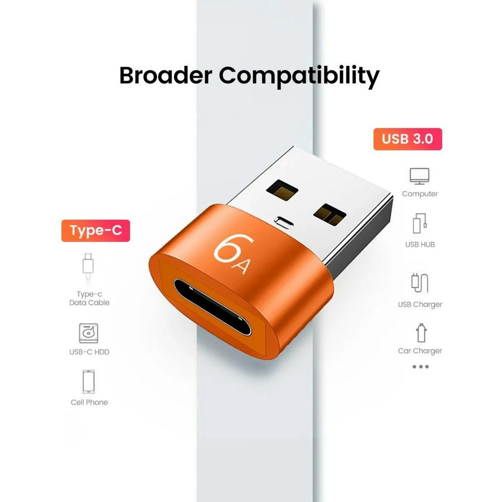Đầu Chuyển Đổi USB Sang Type C OTG Cho máy tính laptop - màu cam 6a