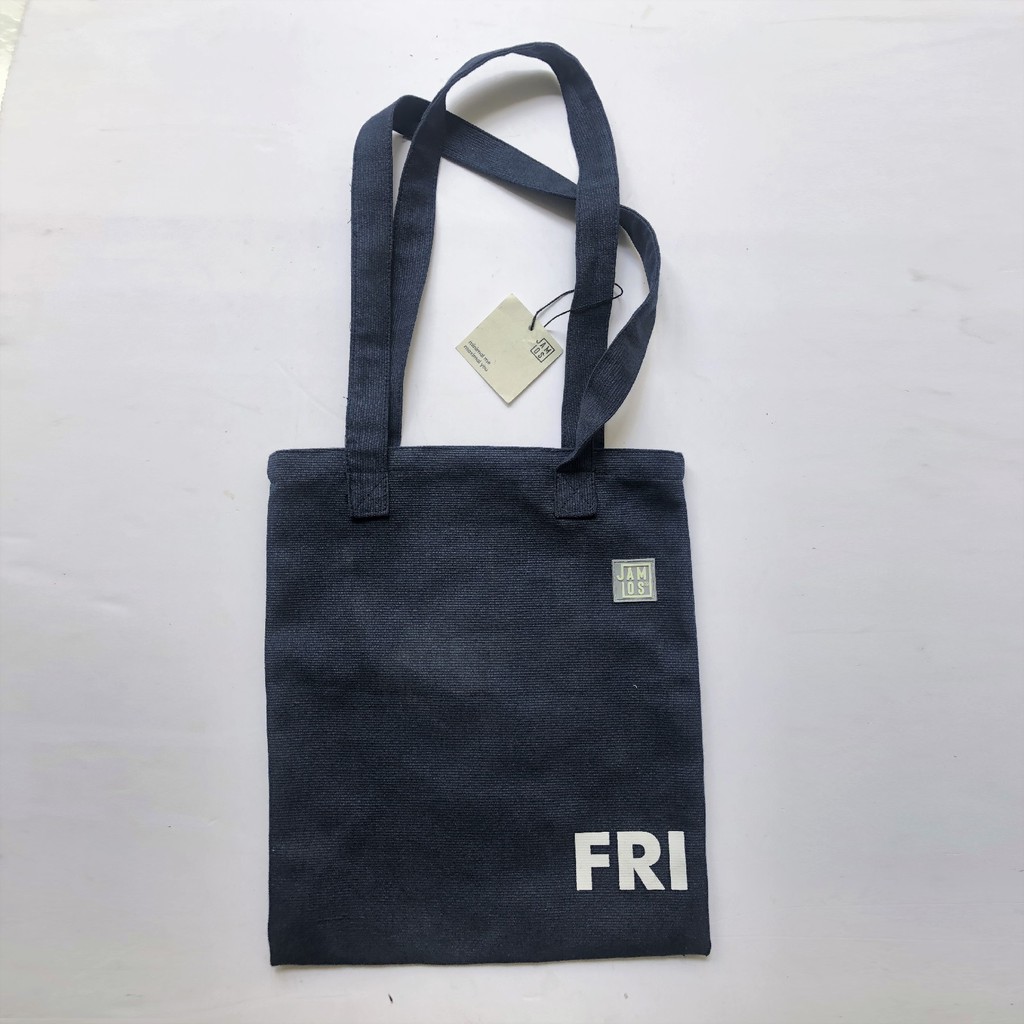 [Thanh lý] Túi Tote JAMLOS totebag Canvas in chữ FRI màu Xanh Navy còn nguyên tag