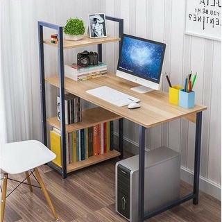 Bàn liền kệ 3 tầng mặt vân gỗ sồi vàng óng ánh kích thước 50x100x75cm kệ cao 120cm