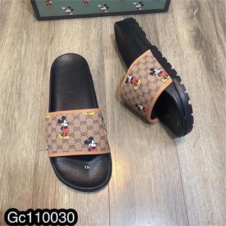 Dép quai ngang nam nữ mickey nâu hàng cao cấp đi êm chống trơn trượt - Nunu store