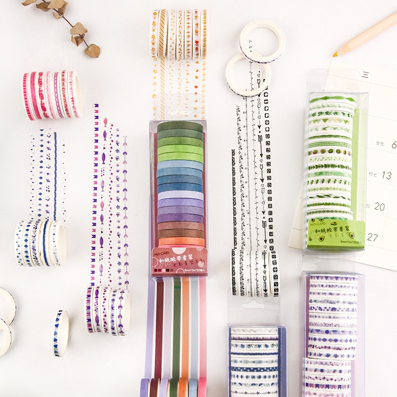 Set 20 cuộn Washi tape size nhỏ MO-CARD