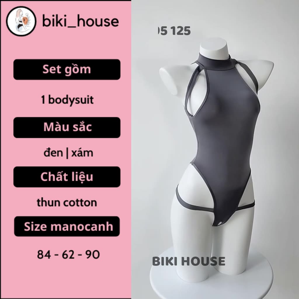 Bodysuit đồ lót sexy 1 mảnh xẻ đáy phối dây gợi cảm áo liền thân hở lưng đen xám quyến rũ BIKI HOUSE N925 - TPHCM | BigBuy360 - bigbuy360.vn