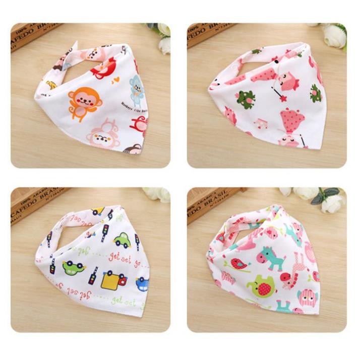 [100% Cotton] Khăn Yếm Tam Giác In 2 Mặt Có Cúc Bấm Cao Cấp