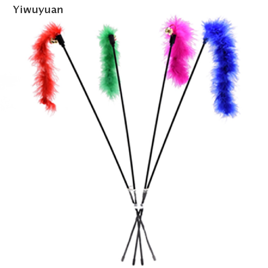 &lt; Yiwuyuan &gt; Đồ Chơi Tương Tác Với Mèo Gắn Quả Bông Lông Vũ