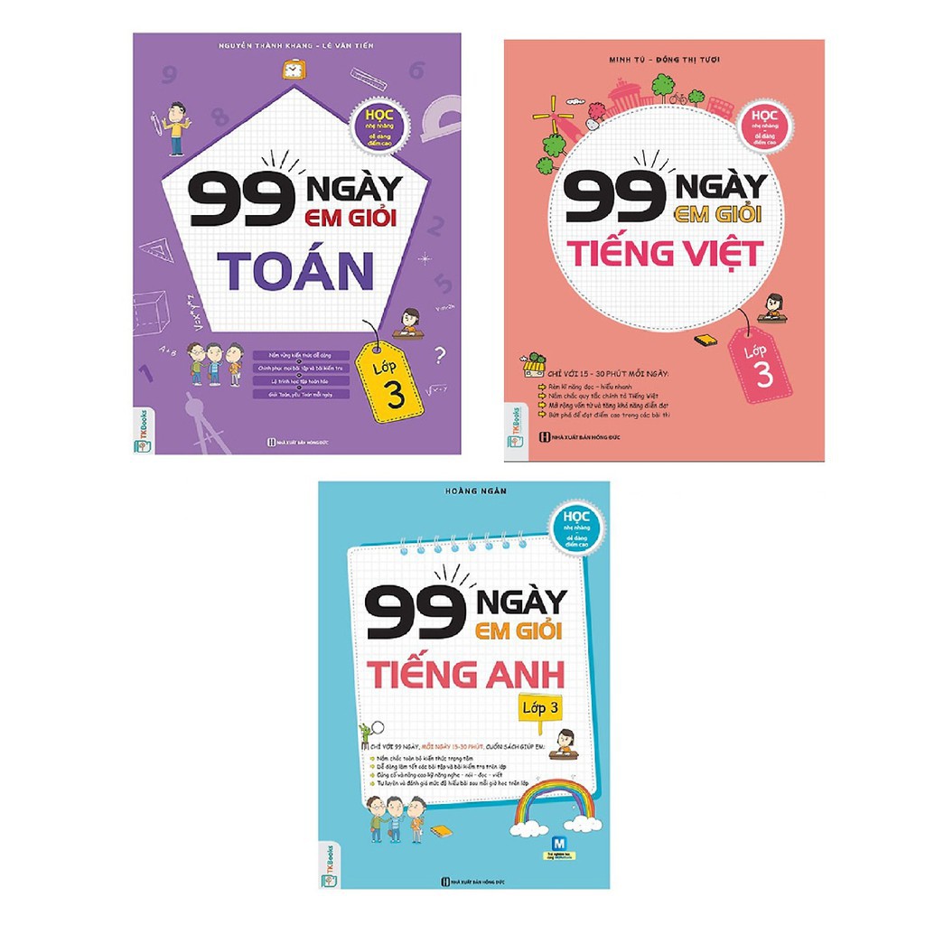 Sách - Combo 99 Ngày Em Học Giỏi Lớp 3 Môn Toán + Tiếng Việt + Tiếng Anh