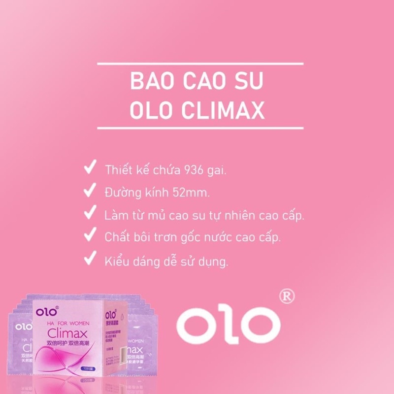 Bao Cao Su OLOL Climax Ha For Women Gai Li Ti, Gel Bôi Trơn Nuôi Dưỡng Sâu, Siêu Mỏng, Nội Địa Trung 3 BCS olo-china