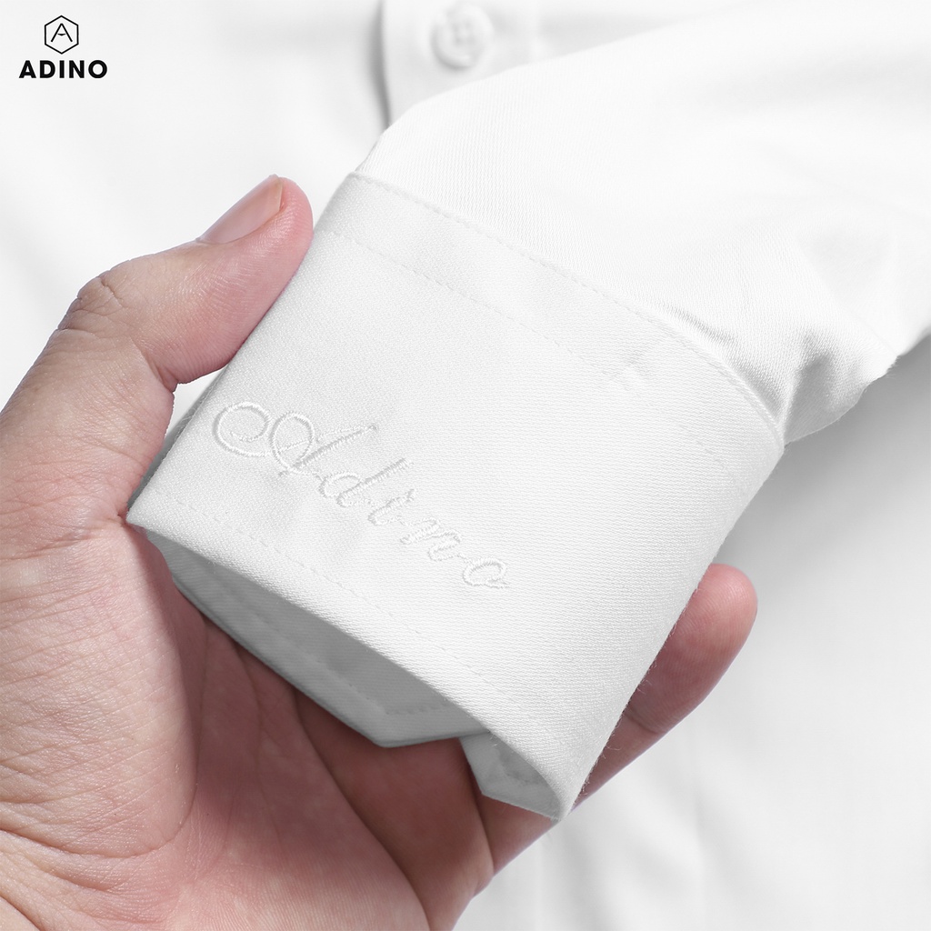 Áo sơ mi trắng nam ADINO vải sợi sồi Modal mềm mịn co giãn dáng công sở slimfit hơi ôm trẻ trung SM14