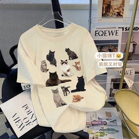 NRVP Áo thun tay ngắn cổ tròn bằng vải cotton 100% thời trang mùa hè dành cho nữ phong cách Hàn Quốc