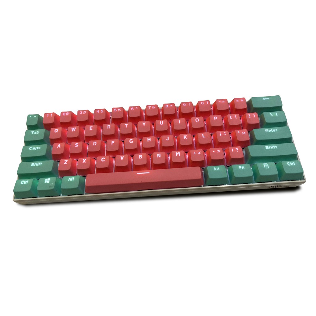 Keycap màu xanh lá cây HỒNG, 61 key PBT keycaps Sự kiện đặc biệt Keycaps, bàn phím cơ hai màu có đèn nền keycaps GH60 / RK61 / ALT61 / Annie / GK61 keycaps poker keycaps chơi game (chỉ bán keycaps)