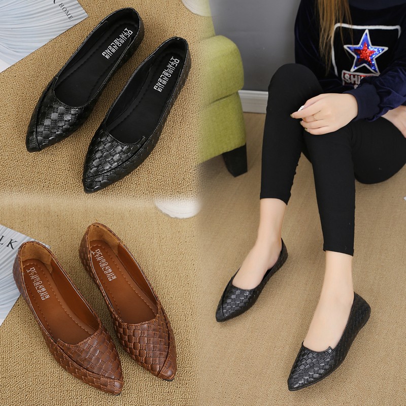 Giày Búp Bê Mũi Nhọn Đế Bằng Cho Nữ