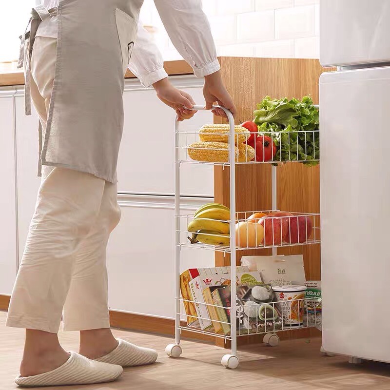 Kệ sắt di chuyển để đồ màu trắng phong cách HÀN QUỐC trang trí phòng