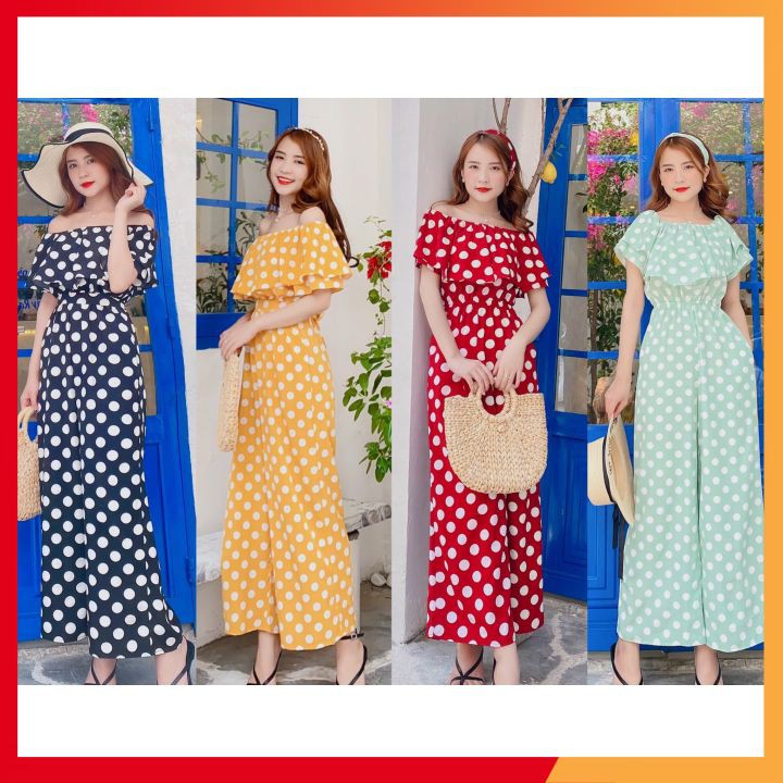 Jumpsuit hoa, chấm bi ⭐️𝑭𝑹𝑬𝑬𝑺𝑯𝑰𝑷⭐️Jum viền bèo siêu hắc dáng, mặc được nhiều kiêu, sang chảnh chị iu