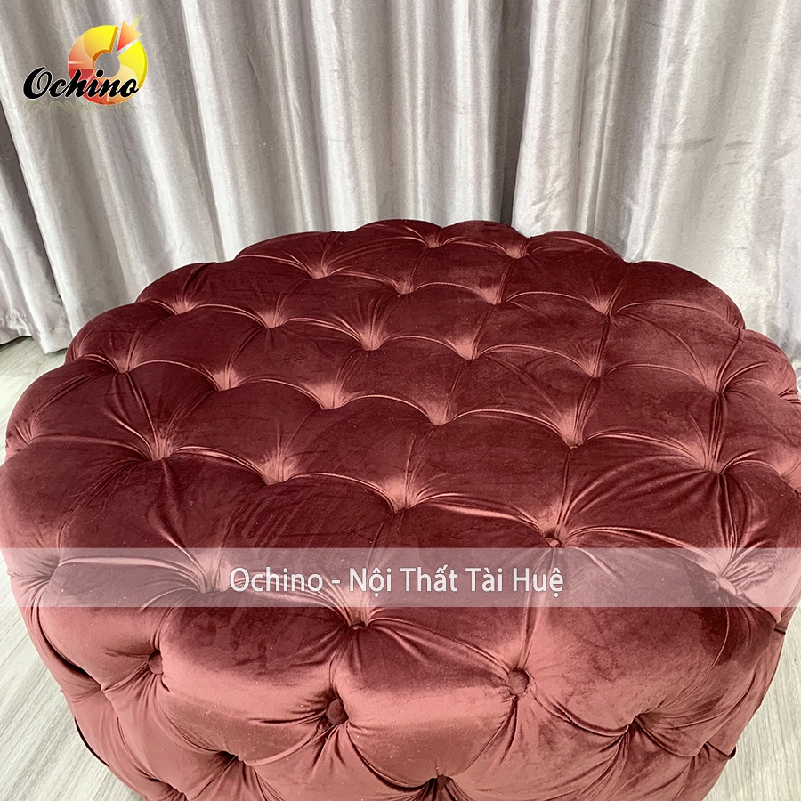 Đôn Tròn decor cho shop hoặc phòng ngủ mẫu Nhún cổ điển Cao Cấp size 80cm và 1m ( có sẵn)