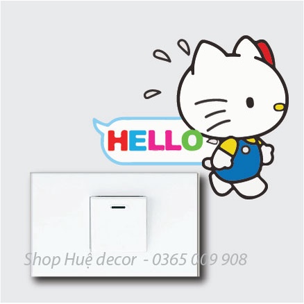 Decal dán ổ điện, sticker trang trí Hello kitty dễ thương
