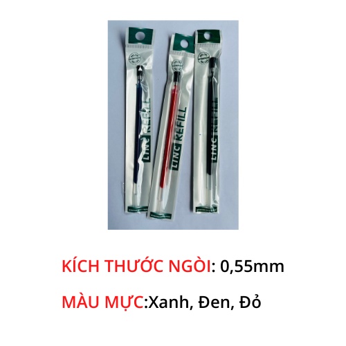 Ruột bút bi nước gel xanh đỏ đen linc executive