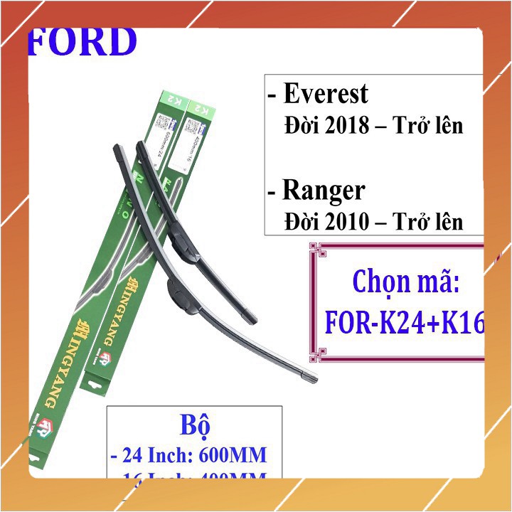 Bộ 2 gạt nước mưa ô tô Nano cho xe Everest, Ranger: Và Các Dòng Xe Khác Hãng Ford S1