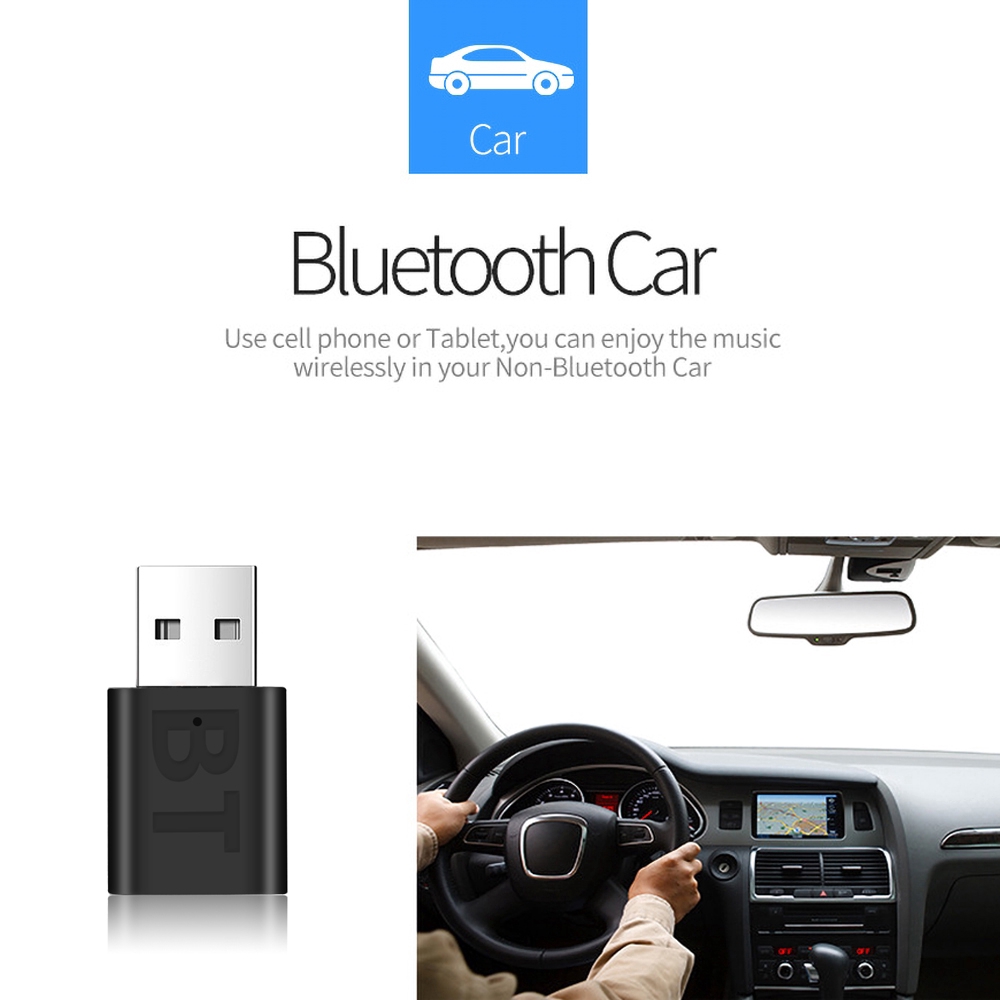 Bộ thiết bị truyền tín hiệu Bluetooth 5.0 không dây mini USB 3.5mm dùng trong xe hơi