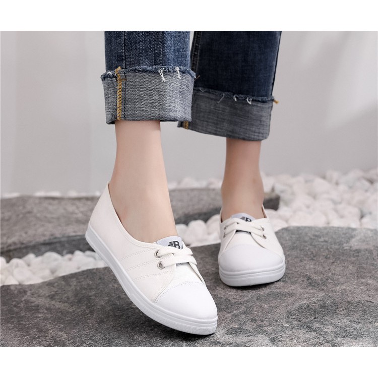 Giày nữ, giày lười nữ vải đế bệt xinh xắn, siêu nhẹ, trẻ trung, slip on nữ