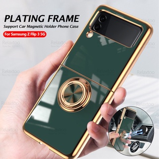 Ốp Điện Thoại Chống Sốc Có Vòng Đỡ Từ Tính Cho Samsung Galaxy Z Flip 3 Sumsung ZFlip3 Flip3 ZFlip 3 5G